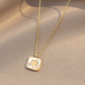 Square Shaped Heart Framed Necklace