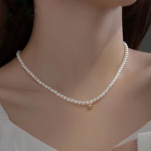 Gold Plated Minimal Pearl Necklace