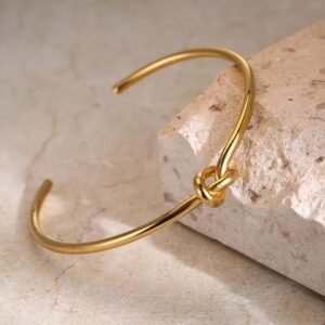 Knot Shaped Gold Plated Bangle