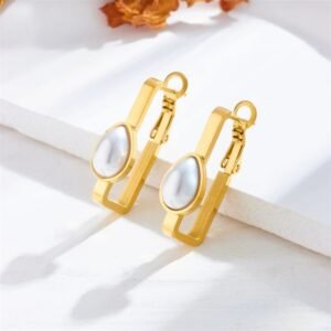 Retro Creative Stainless Steal Pearl Earrings