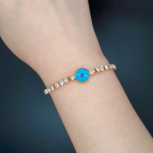 Evil Eye With Studded Crystal Gold Plated Bracelet / Anklet