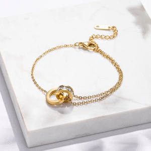 Minimal Tangled Rings Gold Plated Bracelet / Anklet