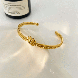 Twisted Knot Gold Plated Cuff Bangle