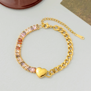 Multi-Color Crystal-Studded Heart Shaped Bracelet / Anklet