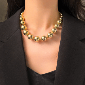 Bold Large Beads Gold Plated Necklace