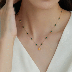 Elegant Green Crystal Studded Necklace