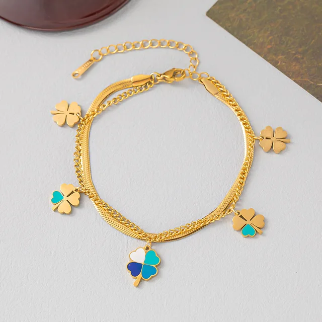 Gold Plated Leaf Charm High Quality Bracelet