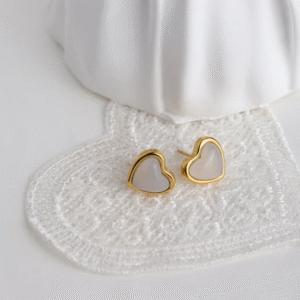 Gold Plated Minimal Heart Shaped Stud Earrings