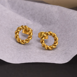 Ultra Small Dainty Twisted Gold Plated Earrings