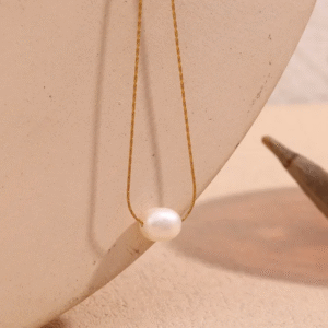 Dainty Gold Plated Necklace With Pearl