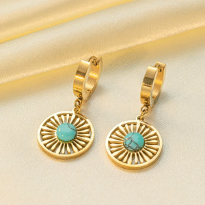 Vintage Gold Plated Blue Stone Earrings
