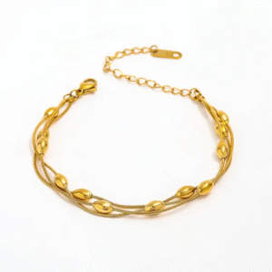 4 Layered Multi Beads Gold Plated Bracelet