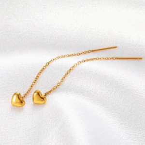 Minimal Dainty Heart Shaped Long Hoop Earrings