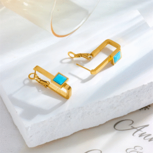 Retro Creative Stainless Steal Blue Stone Earrings