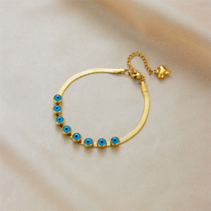 18k Gold Plated Snake Chain Evil Eye Bracelet