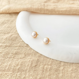 Minimal Goldplate Pearl Stud