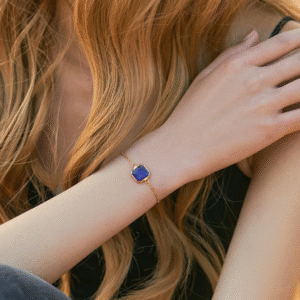 Dainty Blue Gemstone Bracelet - 18k Gold Plated