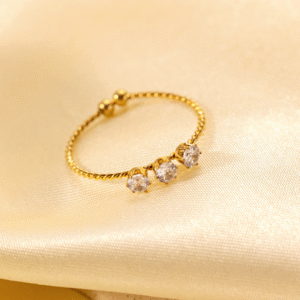 Tripple Stone Gold Plated Adjustable Ring