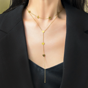 Multilayered Heart studded Gold Plated Necklace