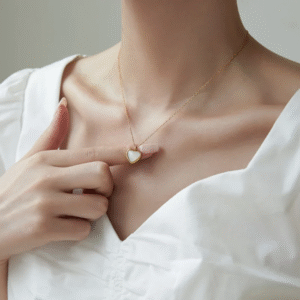 Minimal White Heart Gold Plated Necklace