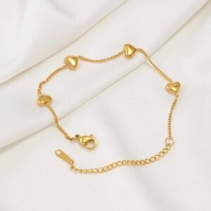 Heart Shape Gold Plate Bracelet / Anklet