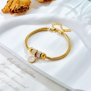 Thick Crystal Studded Bangle Shaped Bracelet / Anklet