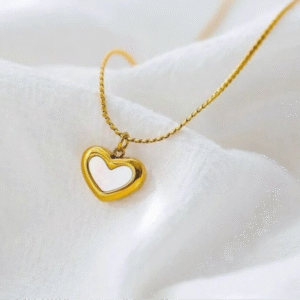 White Heart Gold Plated Necklace