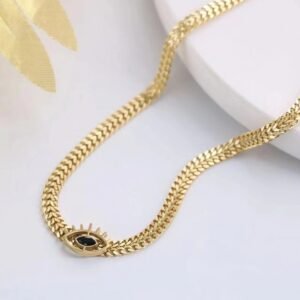 Vintage Eye Shaped Gold Plated Necklace
