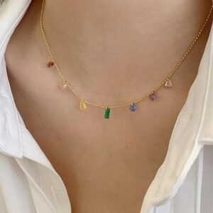 Multi-Colored Crystal-Studded Necklace