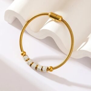 Thick Crystal Studded Bangle Shaped Bracelet / Anklet
