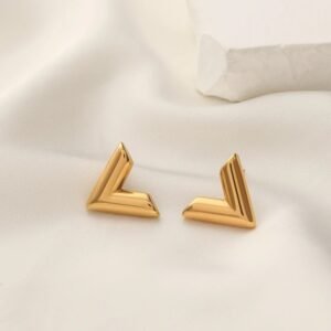V-Shaped Gold Plated Earrings