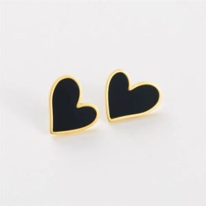 Black Heart Stainless Steel Stud Earrings