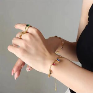 Multi-Colored Charms Gold Plated Bracelet / Anklet