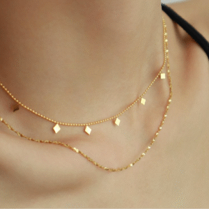 Gold-Plated Multi-Layered Geometric Charm Dainty Necklace