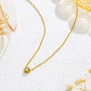 Gold Plated Minimal Elegant Crystal Studded Necklace