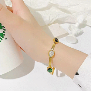 Elegant Gold-Plated Bracelet with Multi-Stone Crystal Accents