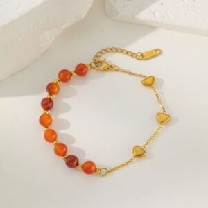 Gold Plated Fire Stone Bracelet / Neclace