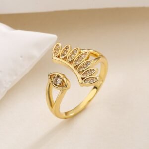 Modern Design Eyelash Gold Plated Ring