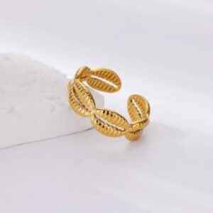 Cofee Beans Gold Plated Adjustable Ring
