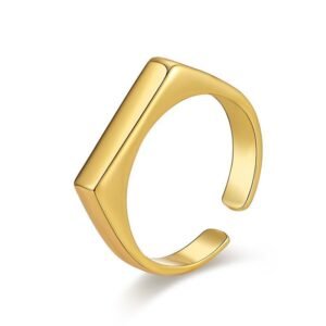 18k Gold Plated Stainless Steel Adjustable Rectangle Ring