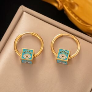 Vintage Cube Shaped Gold Plated Earrings
