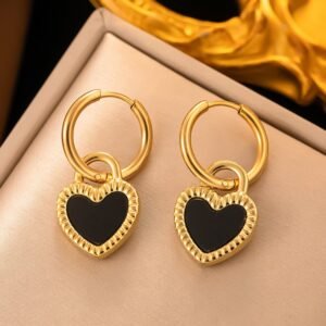 Black Heart Stainless Steel Earrings