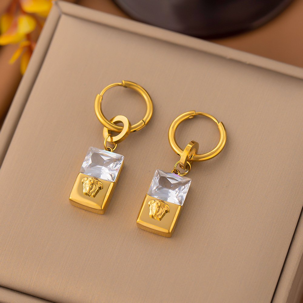 Creative Half and Half Crystal Studded Earrings
