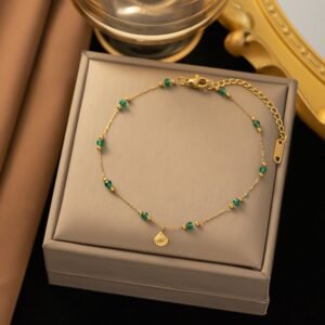 Fancy Green and Golden Waterproof Bracelet / Anklet