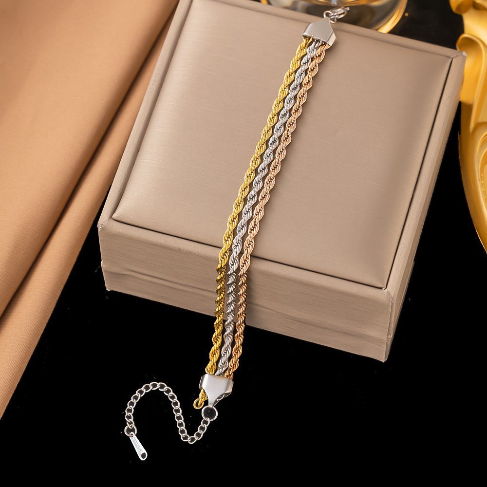 Three Layered Multi Metal Luxury Bracelet