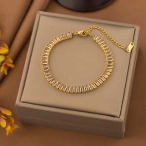 Crystal-Studded Gold Plated Bracelet / Anklet