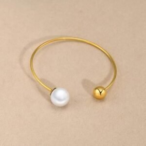 Miniaml Gold Plated Pearl Hand Cuff