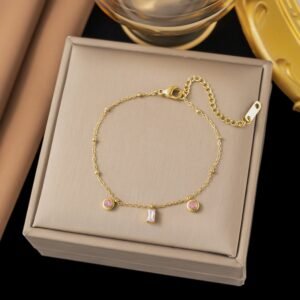Gold Plated Pink Stone Bracelet / Anklet