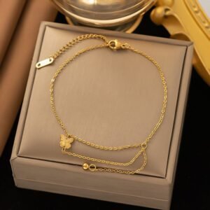 Minimal Butterfly Gold Plated Adjustable Bracelet / Anklet