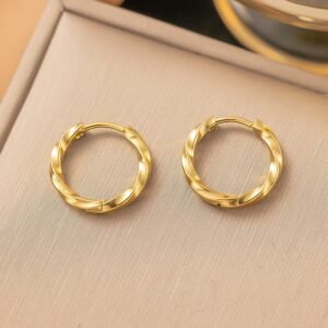 Small Twisted Circles Gold Plated Earrings